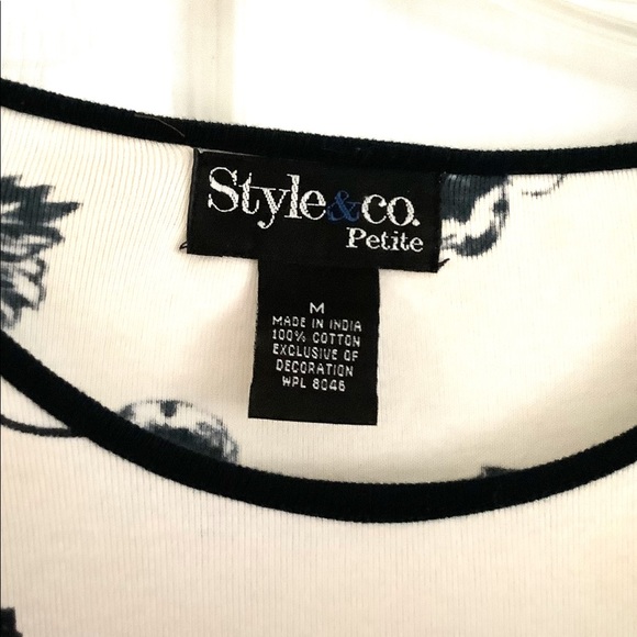 Style & Co Petite M black and white beaded top - Picture 3 of 3